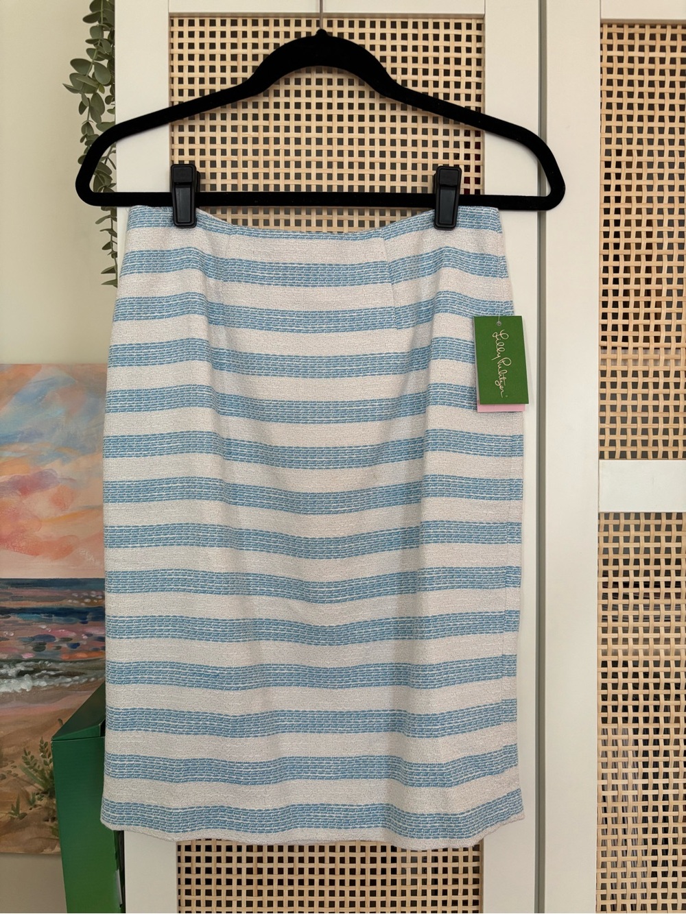 NWT Lilly Pulitzer Blue & White Striped Hyacinth Pencil Skirt